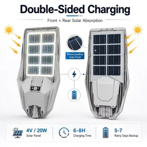 Factory Double Sided Charging 500W Monocrystalline IP65 IK08 for Outdoor Road Garden Solar Street Light