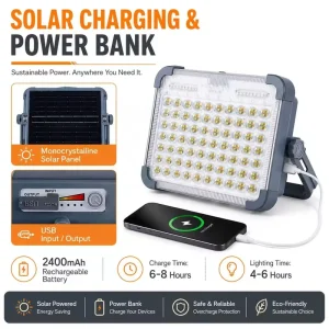 Factory Emergency Head Solar Floodlight Rechargeable Portable Outdoor Floodlight Solar Work Light