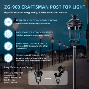 Factory European Garden Landscape Lighting Pillar LED Post Top Light