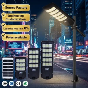 Factory IP65 6500K Road Lamp 100W/200W/300W/400W ABS Outdoor LED Solar Street Lights