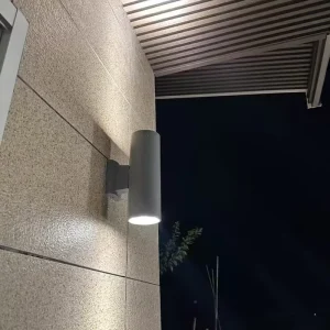 Factory IP65 Waterproof LED Outdoor Wall Lamps 9W 12W 18W 24W Grey Cylinder Shape Aluminum Base Light Wall Fixture
