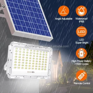 Factory LED Solar Panel Flood Light Outdoor Motion Sensor Projector Aluminum IP65 Garden House 5000K Daylight