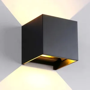 Factory Modern Matte Black Square Exterior Wall Lamp IP65 Waterproof Double headed Up Down LED Wall Sconce