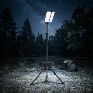 Factory OEM Customizable Waterproof Rechargeable Solar LED Camping Lamp with Stand, Detachable Side Lamp and Power Bank