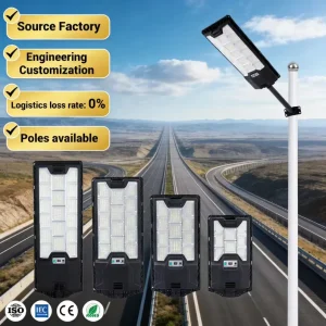 Factory Price High Brightness 6500K IP65 Road Lamps 100W 200W 300W 400W Remoter Control ABS Outdoor LED Solar Street Lights