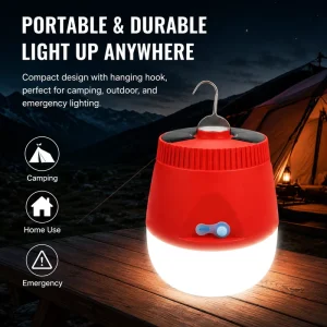 Factory Solar Rechargeable LED Camping Light Portable Hanging Tent Lamp for Outdoor Hiking Fishing Emergency Lighting