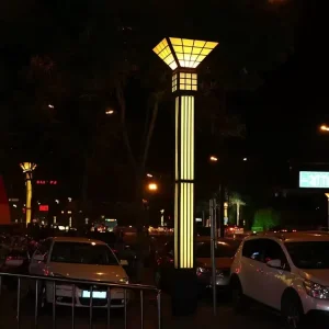 Fan Top LED Post Light IP65 Waterproof Outdoor Landscape Bollard Lamp for Villa Courtyard Commercial Park Walkway