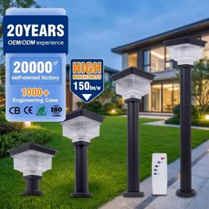 Fashion Outdoor Street Column Lamp High Sunlight Conversion Rate Waterproof IP65 30 Watt All in One Solar Garden Light
