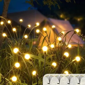 Firefly LED Solar Garden RGB Light 6 8 10 LEDs IP65 Waterproof Stainless Steel Wind Swaying Outdoor Festival Decorative Light