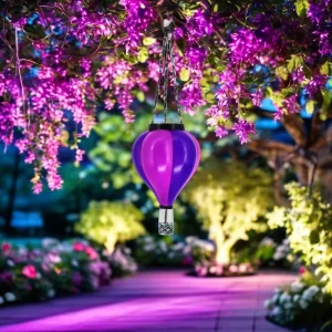 Flame Effect Hanging Hot Air Balloon Design Solar Lantern Garden Light IP44 Waterproof Patio Pathway LED 360 Beam Angle