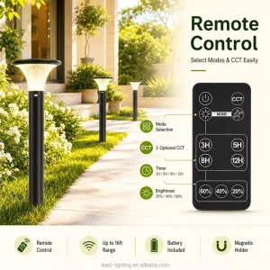 Flame-Resistant Weatherproof Solar Bollard Light for Outdoor Yard, Pathway, and Driveway