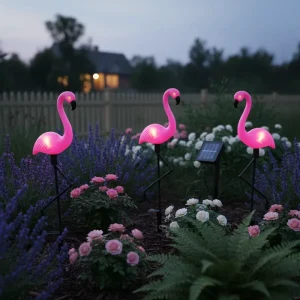 Flamingo Solar Light Backyard Flood Lights Solar Powered Garden Automatic On Off Decorative Patio Walkway Pathway Outdoor Street