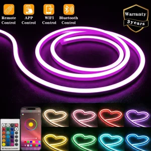 Flex Led Neon Strip Light 12V 24V IP67 Custom Size RGB RGBW Smart APP WIFI Remote Control Neon Silicone Tube for Park KTV Shops