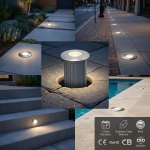 Flush Mount Recessed Ground LED Pool Light 12V IP68 RGB 304 Stainless Steel Villa Swimming Underwater Lamp
