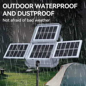 Foldable 4 Solar Panels LED Floodlight IP66 Waterproof Portable Solar Charging 3 Colors 12000mAh Outdoor Solar Work Light