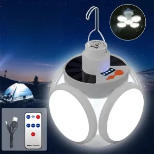 Foldable Solar Dimmable Rechargeable LED Camping Lamp for Hiking, Fishing, Outdoor Tents, and Emergencies