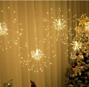 Four Pack Hanging Firework String Light IP65 Waterproof for Outdoor Garden Walkway Patio Lawn Backyard Holiday Christmas Decor