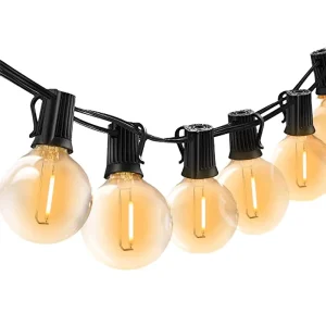 G40 LED Plastic Ball String Lights IP44 Waterproof 15m 25 Bulbs for Wedding Home Garden Outdoor Holiday Party