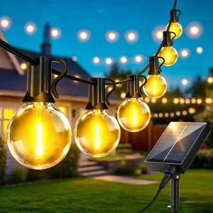 G40 Solar Led String Lights Waterproof Shatterproof Plastic Bulbs Outdoor Patio Lights for Garden Wedding Party Decor