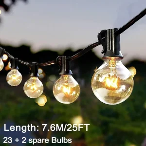 G40 Tungsten Filament Globe String Lights Vintage Edison Warm White Outdoor Fairy Lights Waterproof Patio Garden Bistro Decor