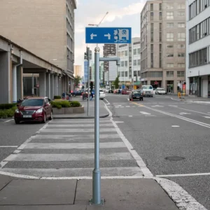 Galvanized Steel Street Light Pole with CCTV Camera, 3M-12M Height, 200 km/h Wind Resistance