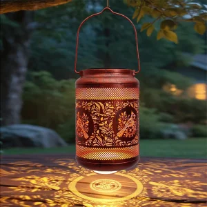 Garden Decoration Gift Waterproof LED Ironware Pendant Light Outdoor Hanging Solar Lantern