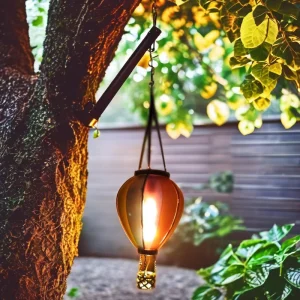 Garden Hanging Lantern Solar LED Flickering Light with Voice Control Rechargeable Battery IP65 Weatherproof