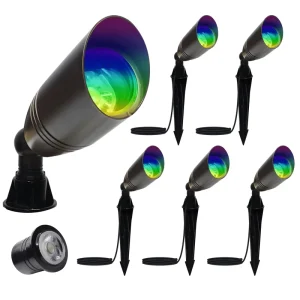 Garden LED Light IP65 Landscape Lighting 24V MR16 Garden Spike RGBW Outdoor Light Decoration Brass LED Spotlights