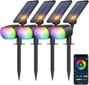 Garden Lights Outdoor Solar With APP Control IP65 RGB Waterproof Decorative Light Outdoor Lighting for Garden Yard
