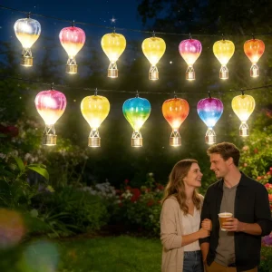 Garden Mile Solar Bubble Balloon String Lights Outdoor Patio Decoration Hanging Lanterns