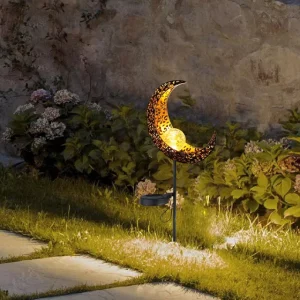 Garden Outdoor Moon Glass Metal Lamp Waterproof Lawn Lamp Outdoor Lights Landscape Solar Decorative Light
