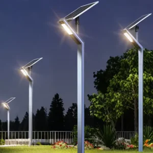 Garden Solar LED Street Light 30W 3M IP65 Stainless Steel Tempered Glass Outdoor Landscape Pillar Lamp