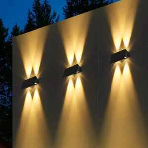 Garden Solar LED Wall Washer Light, IP65 Waterproof, Up/Down Adjustable Arm, 6000K Daylight, Light Sensor Control