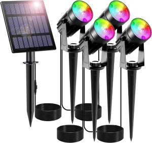 Garden Spike Lights Solar Panel 1*3RGB 3W Color Landscape Lights High Bright for Outdoor Backyard Pool/Lawn