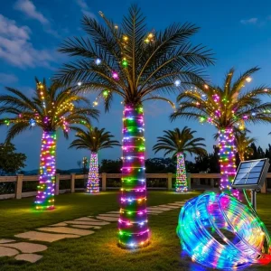 Garden Tree Rope Light Christmas Outdoor Landscape String Lights RGB LED Party Halloween Fairy Lights for Decoration