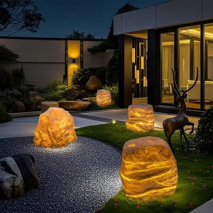 Garden Yard Decorative Landscape Waterproof Outdoor Patio Artificial Stone Light Ornament LED Stone Light