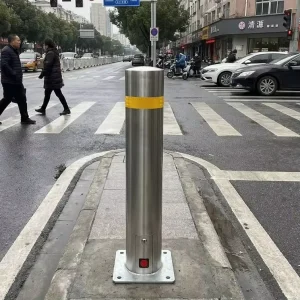 Gas Strut 304 Stainless Steel Rising Bollard with Semi-Automatic Retractable Post and Key Control for Residential Parking Security