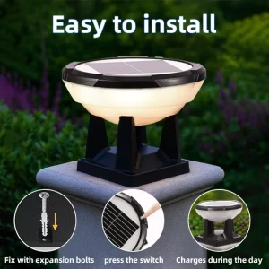 Gate Light Pillar Lights Outdoor IP65 Waterproof Garden Fence Gate Landscape Villa Column Lamp LED Solar Post Pillar Light