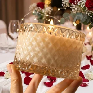 Geometric Pattern Texture Cylinder Pillar Candle Holder Glass Bulk for Valentine’s Day Christmas Wedding Decor