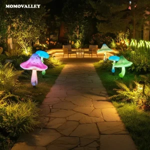 Giant LED Mushroom Light Outdoor Statue IP65 Waterproof RGB Color Changing Glowing Sculpture Alice in Wonderland Garden Decor