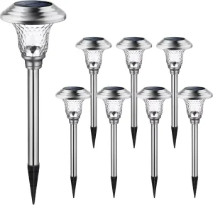 Glass Stainless Steel Solar Lights Outdoor Waterproof Solar Powered Landscape Lights for Yard Solar Garden Light