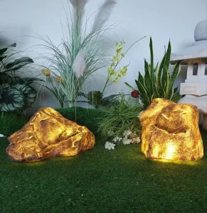 Gray Stone Translucent Resin Glowing Stone With Multi Shape to Chose From Christmas Holiday Garden Decoration Glowing Stone Lamp