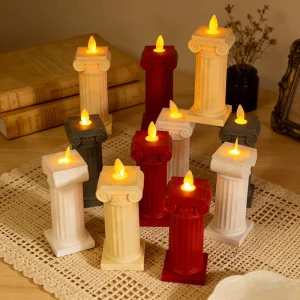 Greek Column Flameless LED Candle Lights Roman Pillar Plastic Decorative Home Wedding Holiday Party Ambient Lighting