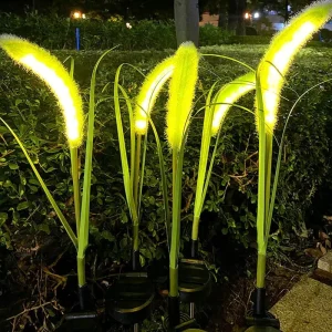 Green Energy Lighting House Outdoor Decorations Steel Garden Led Reeds Light for Courtyard Solar Power Rechargeable Light