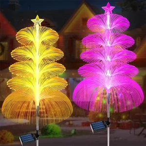 GroundPlug Solar LED Jellyfish Lights IP65 Waterproof ColorChanging Firework Effect 360 Beam Angle Lithium Battery Garden