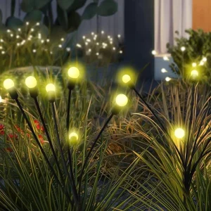 H75cm Garden Firefly Stake Solar Lights Waterproof Outdoor IP65 Warm LED with 6 8 or 10 Lights
