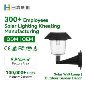 HEJIA Modern Solar Panel DC LED Garden Light PP Sensor Control IP44 Waterproof RoHS Certified 3500K Soft Warm White