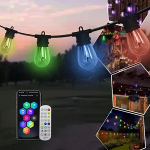 HRSYT DC24V S14 Bistro Bulbs Led String Light Outdoor RGBW IP65 Waterproof Hanging Led Patio String Lights