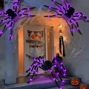 Halloween glowing spider decoration plush toy for horror scene setup for outdoor use outdoor haunted house props
