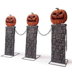 Halloween plastic pumpkin simulation stone pillar ornaments 1m high for courtyard amusement park decoration